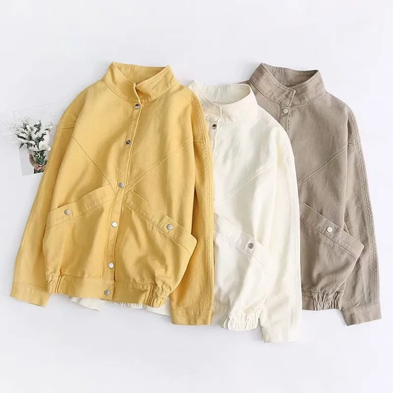 

2019 Spring Yellow Jacket Women Boyfriend Female Jacket Streetwear Harajuku Vintage Candy Jackets Casual Outerwear