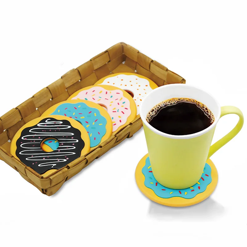 4 шт./компл. конфеты цветные пончики бирдекели набор пластиковые коврики для столиков милый круглый чай чашки кофе подставки Декор