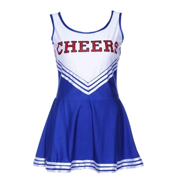 

Tank Dress Blue Pom pom girl cheerleaders dress fancy dress S(30-32)