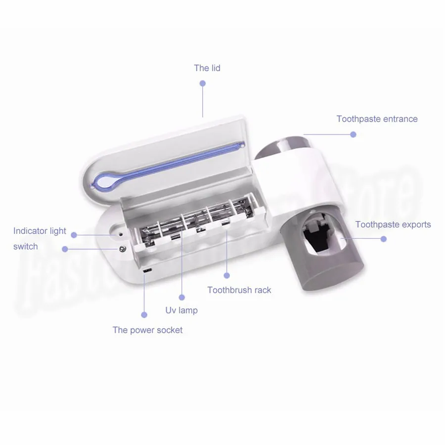 3 в 1 Антибактериальный Ультрафиолетовый Стерилизатор+ автоматический дозатор зубной пасты соковыжималки+ 5 стоек держатель зубной щетки+ Адаптер для Штепсель вилки стандарта ЕС