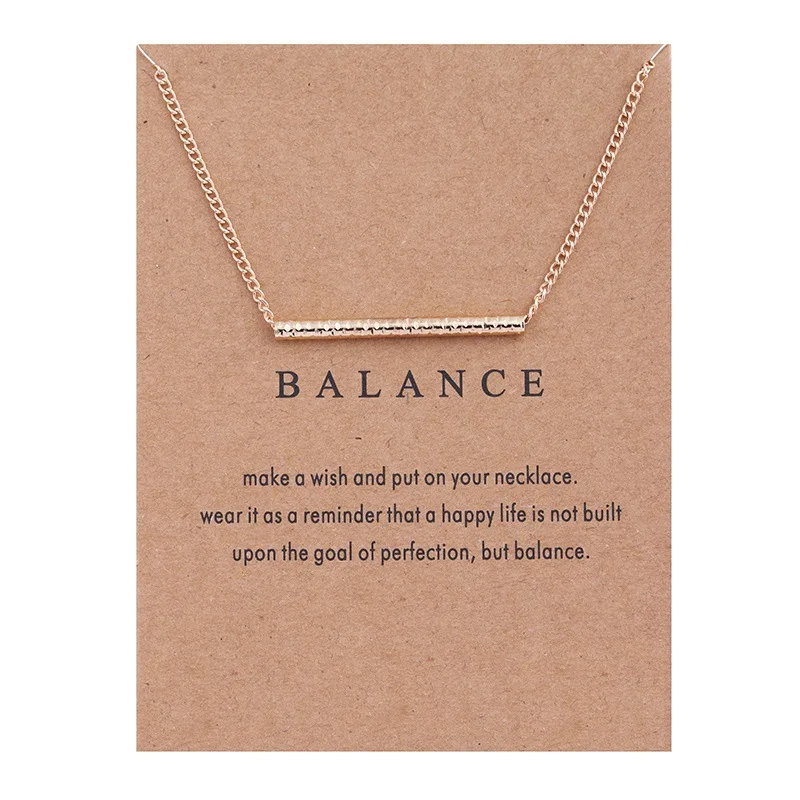 New Gold-color Balance Wood Straight Bar Alloy Clavicle snake Pendant Short Necklace