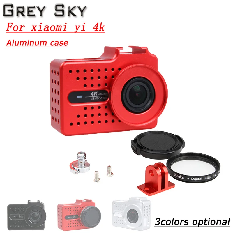

For xiaomi yi 4K camera accessories Aluminium Alloy Metal Housing Frame Protective Case +UV filter for Xiaomi Yi II 4k 4K+camera