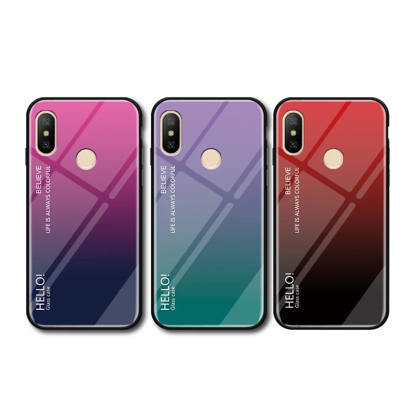 For Redmi Note 6 Pro Case Tempered Glass Luxury Gradient