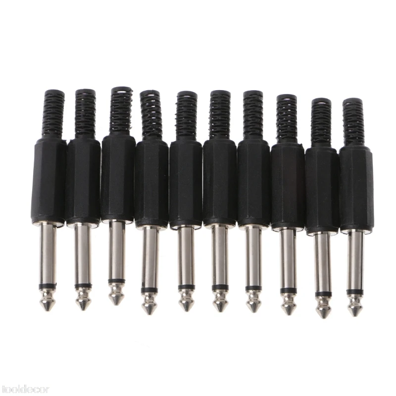 

10PCS 6.35mm Male 1/4" Mono Jack Audio Plug Connector Jack Adapter -B119