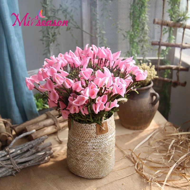 

Mini PE 14 heads/bouquet artificial calla Flowers fake decorative lily plants for home room Wedding Party decoration flower
