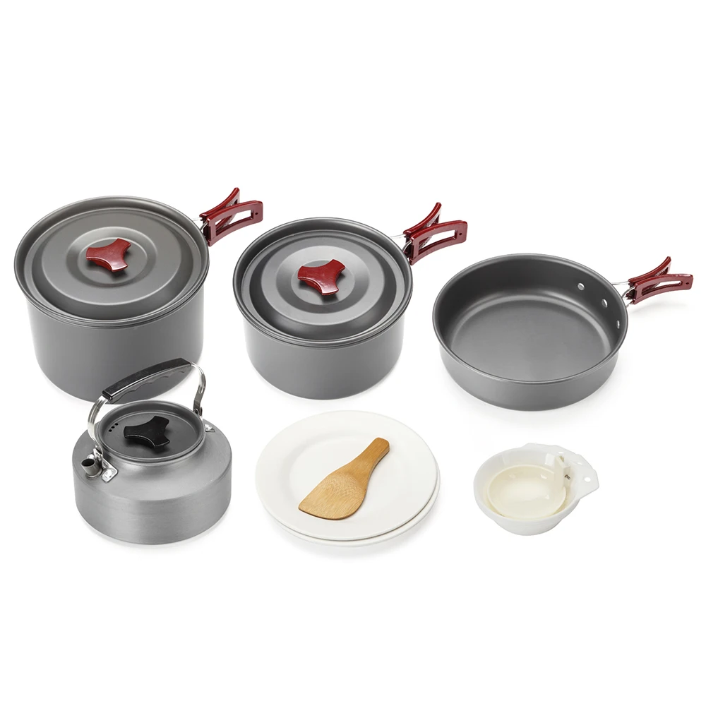 

4-5 Person 13 Pcs/Set Camping Utensils Pan Pot Kettle Aluminum Alloy Teapot Tourist Dishes Outdoor Tableware Picnic Cookware Set