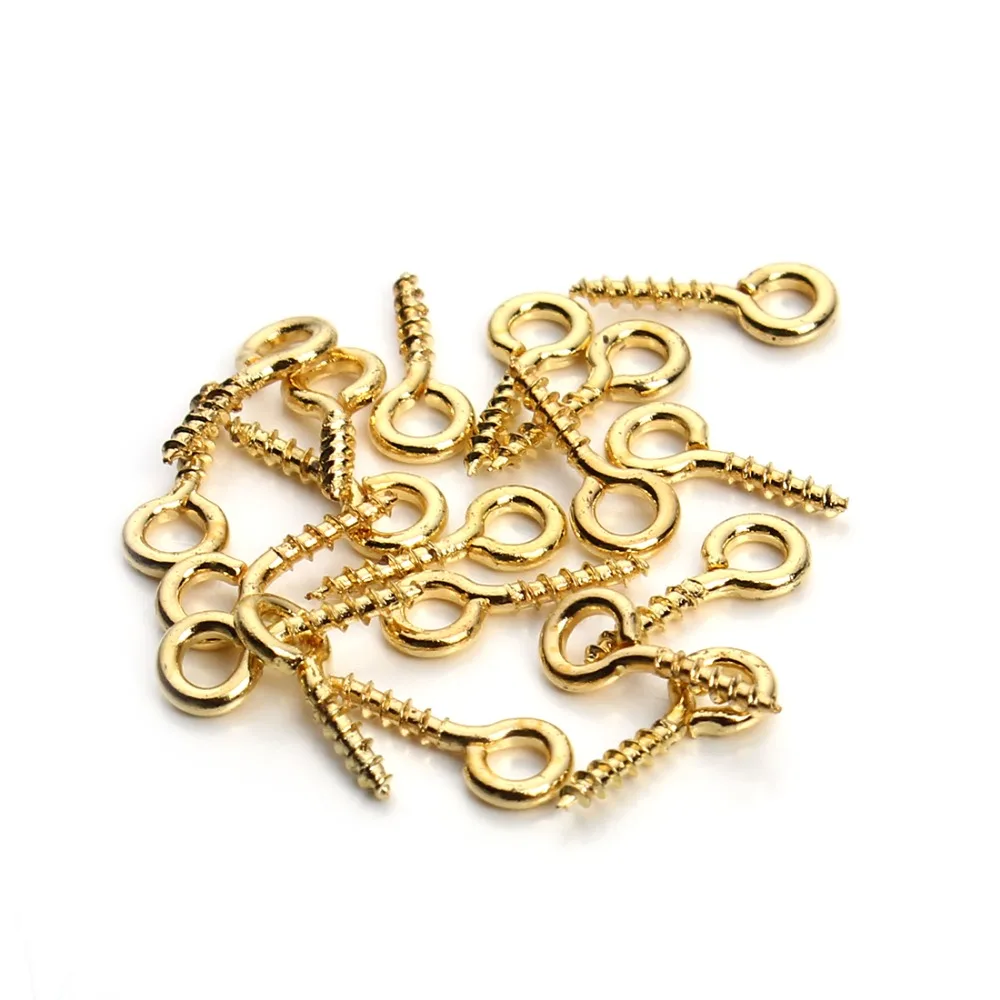 200ps/lot 4x10mm Mini Eye Pins Eyepins Hooks Eyelets Screw Threaded