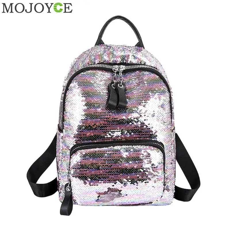 Блестящий женский рюкзак с блестками, модные высококачественные дорожные сумки через плечо, блестящие школьные сумки для девочек-подростков, новинка, рюкзак - Цвет: Розовый