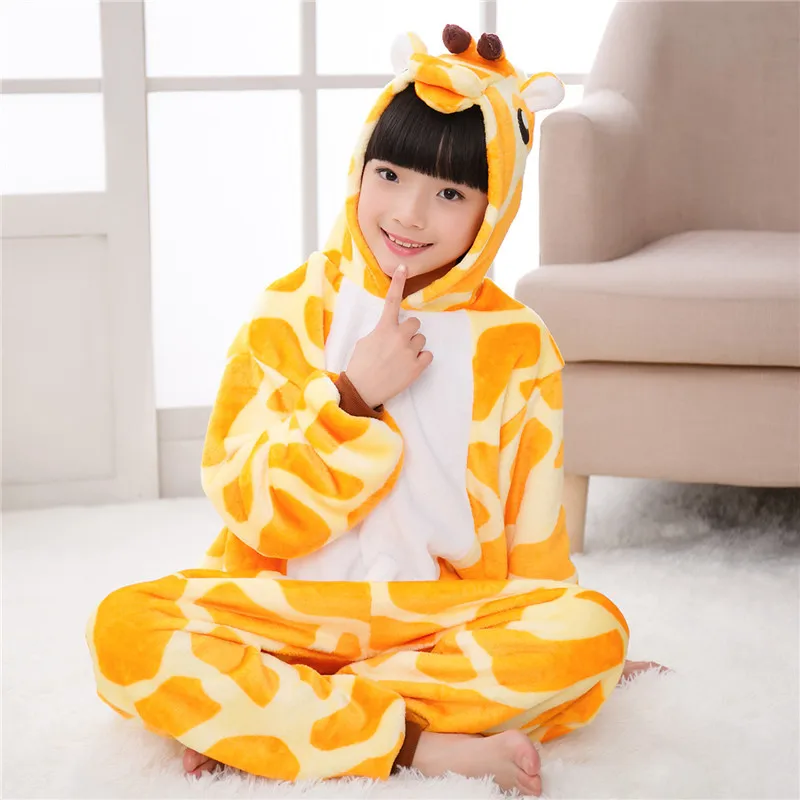 Детские пижамы кигуруми для мальчиков и девочек, детские комбинезоны с единорогом, зимние теплые пижамные комплекты с животными, детская одежда для сна, От 3 до 10 лет - Цвет: 37