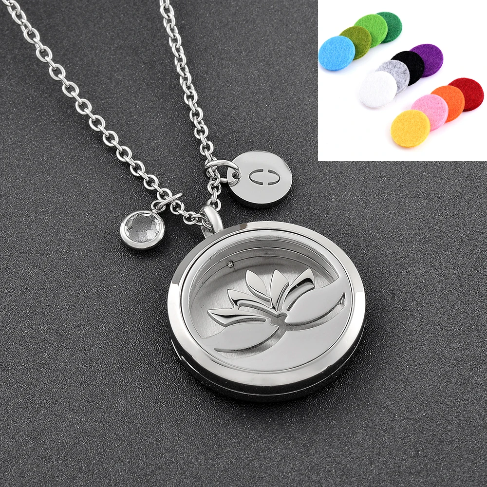 IJP0004 WHOLESALE Cheap Perfume Diffuser Necklace Stainless Steel Lotus