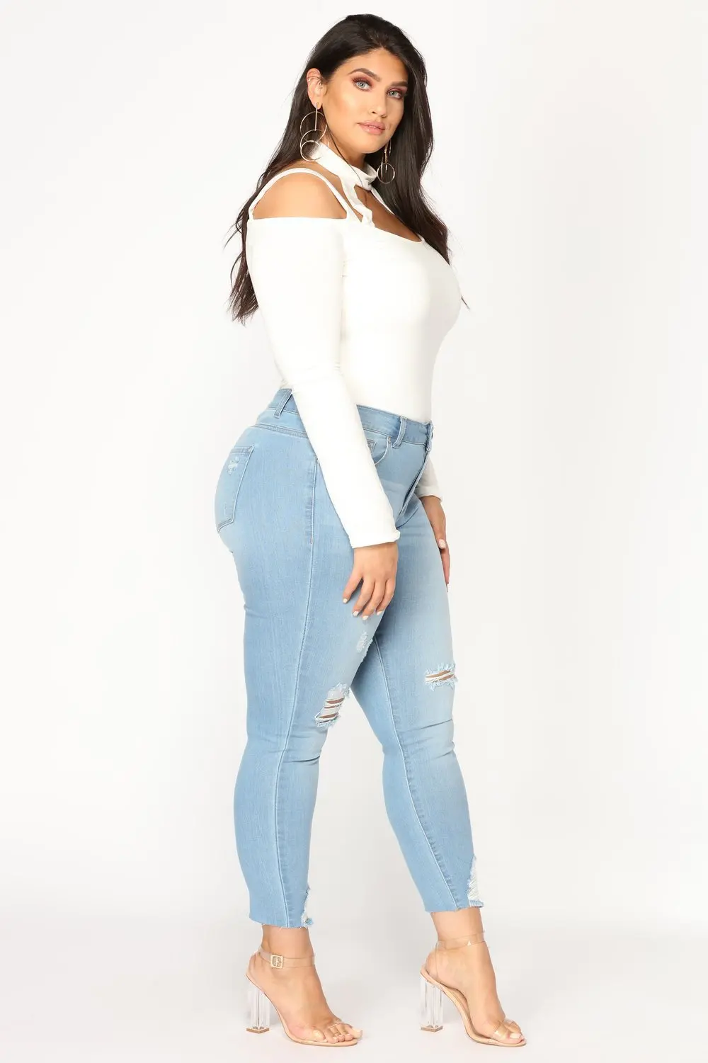 Lguc. H, женские рваные джинсы больших размеров, женские джинсы большого размера, Стрейчевые джинсовые штаны с эффектом пуш-ап, брюки, 5xl 6xl 7xl