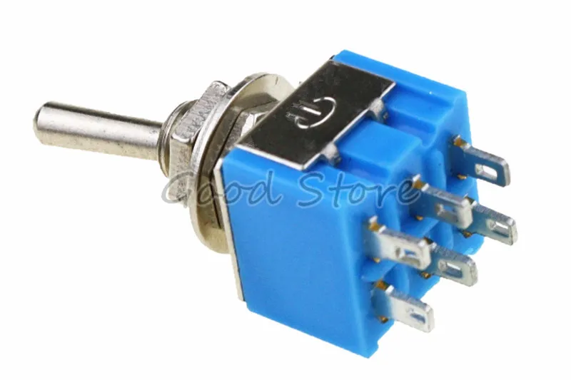 5 шт./лот выключатели света BlueToggle VE068 P5 6 контактный DPDT ON OFF Mini MTS 203 6A125VAC миниатюрный