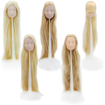 

High Quality Plastic Doll Head Without Makeup With Blonde Long Hair DIY Practice Dollhouse Toy Accessories For 1/6 Doll DIY Toy