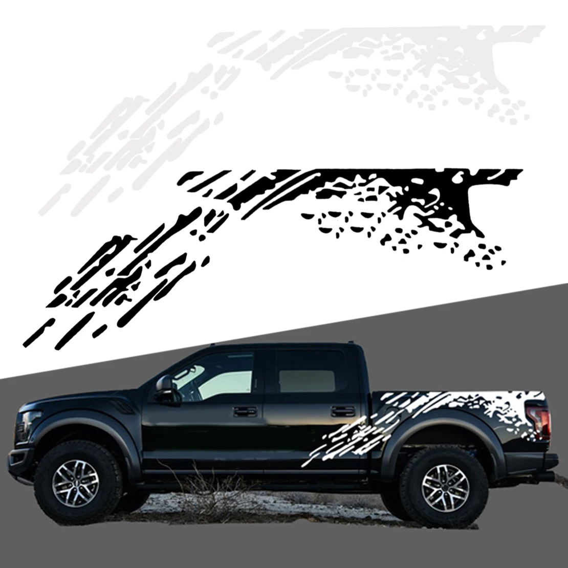DWCX Vinyl Car Truck Pickup Side Bed Mud Splash Decal Sticker Kit Fit