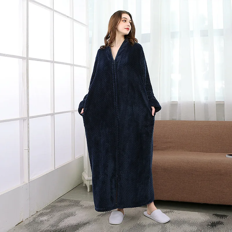 Men Bathrobe Zipper Onesie Peignoir Women Thicken Flannel Warm Robes Lover Anckle Longthen Dressing Gown pijama hombre invierno Men Bathrobe Zipper Onesie Peignoir Women Thicken Flannel Warm Robes Lover Anckle Longthen Dressing Gown pijama hombre invierno