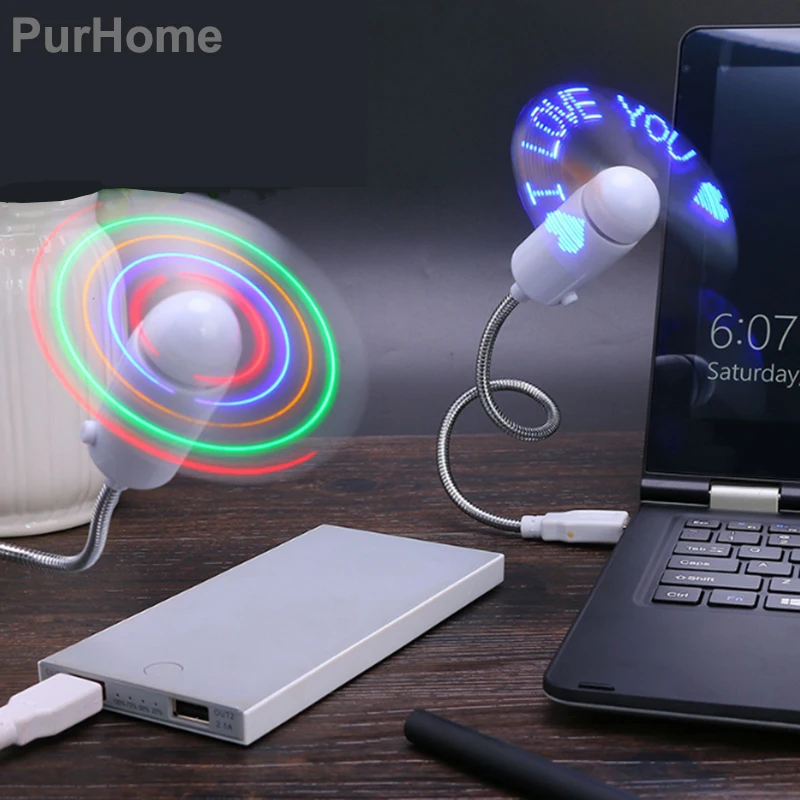 LED USB Fan Flashing Adjustable Gadget Mini LED Light Lovers writing Rechargeable Fan OfficeHome Desktop High Quality (2)