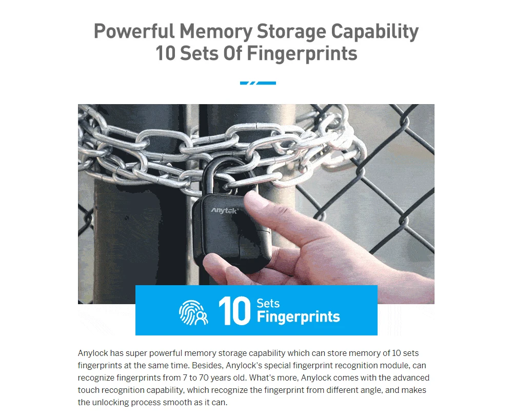 Fingerprint padlock smart Bluetooth electronic lock warehouse door security door lock outdoor padlock luggage lock