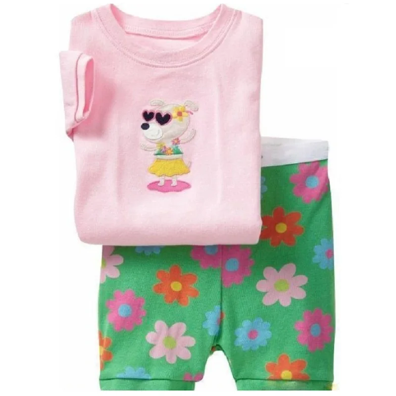 Фиолетовый кот Комплекты одежды для девочек летние пижамы для девочек 2-7 лет короткий рукав Комплект детской одежды для сна детская пижама футболка Брюки для девочек