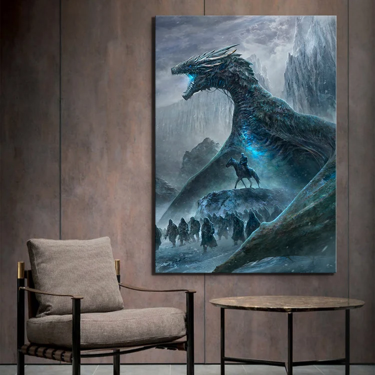 Game of Thrones White Walker Dragon Wall Art Poster