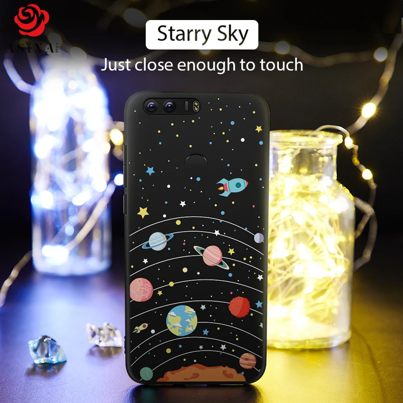 ASINA de silicona funda para Huawei Honor 8x cubierta 3D alivio espacio Fundas para Huawei Honor 8 9 Lite 10 8x max caso a prueba de golpes a prueba de parachoques