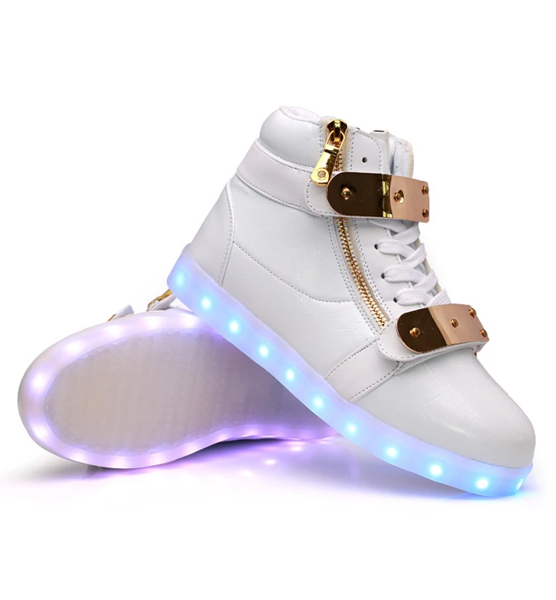 7colors men women LED shoes chaussures luminous adult light up casual shoes high top 36 44high