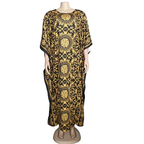 Tilapia модное женское летнее платье размера плюс, длинное эластичное платье макси с цветочным принтом, свободные платья - Цвет: yellow