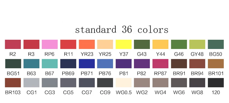 Превосходный набор маркеров с двумя головками для художников, 170 цветов, большое значение, гладкий дизайн, маркер, анимация, эскиз, копические маркеры для рисования - Цвет: 36 standard