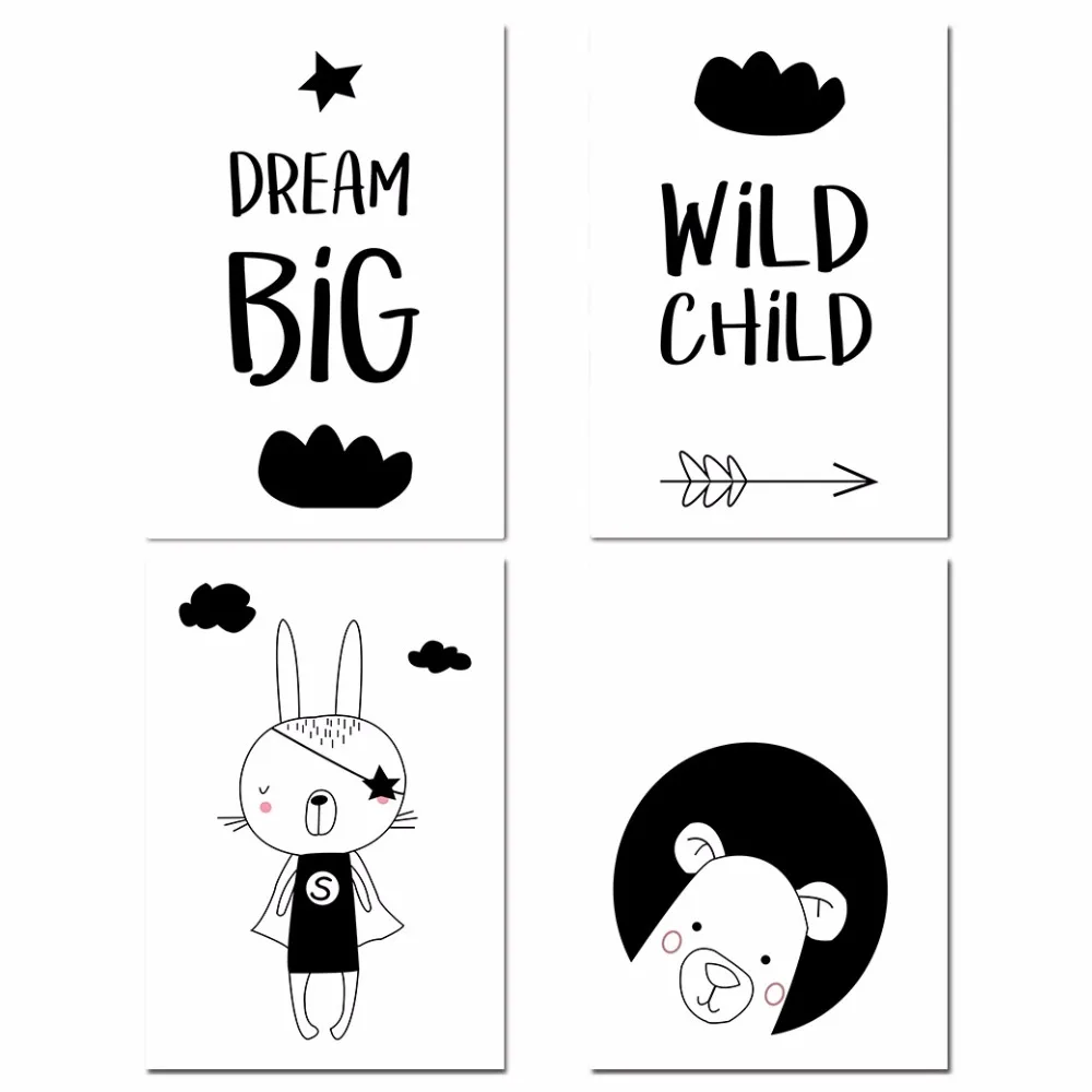 NICOLESHENTING-Cartoon-Bear-Wall-Art-Canvas-Poster-Black-White-Nursery-Prints-Nordic-Style-Painting-Wall-Picture(9)