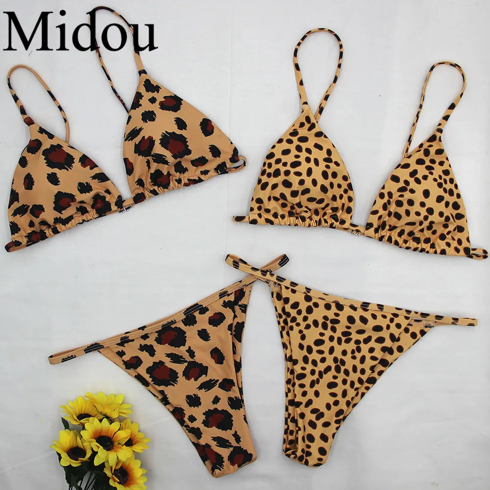 

Midou 2019 Bikini Leopard Floral Patchwork Bikini Set Women Sexy Halter Push Up Swimsuit Summer Beach Bathing Suit Biquini Femme