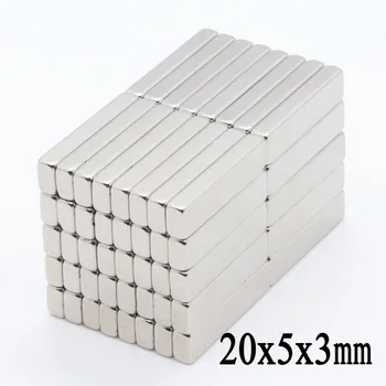 

50 Pcs Neodymium Magnet 20x5x3mm Permanent NdFeB N35 Small Mini Super Powerful Strong Magnetic Magnets For Crafts Gallium Metal