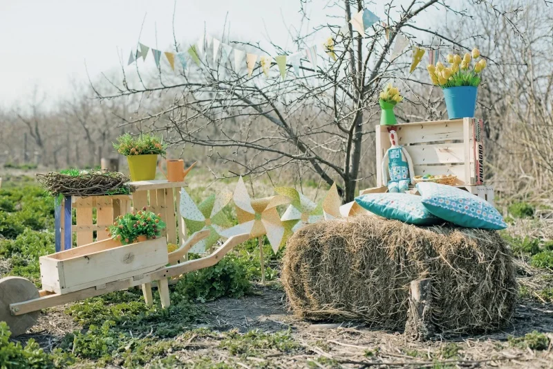 

Laeacco Photo Backdrops Rural Farm Filed Haystack Windmill Tree Wild Outdoor Scenic Photo Backgrounds Photocall Photo Studio