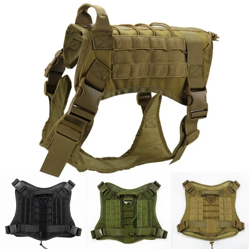 CQC Outdoor Molle Tactical Service Dog Vest Harness Military K9 Police Dog Pet Clothing Working
