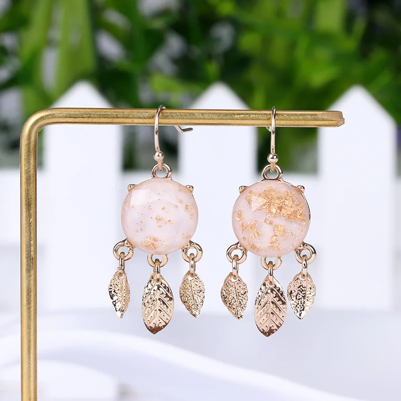 

Resin Crystal Earrings Female leaf Pendant Alloy Earrings aretes de mujer modernos 2018 jewelry feather earrings