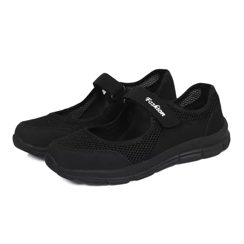 BALTROP Ultra-light Breathable Elderly Women's Shoes 35-42 Mother's and Nurse's Shoes For Leisure Hook& Loop - Цвет: Black