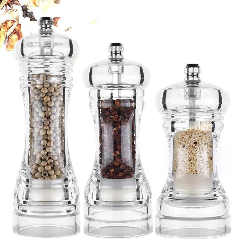 Pepper Grinder- Acrylic Salt and Pepper Shakers Adjustable Coarseness by Ceramic Rotor kitchen accessories