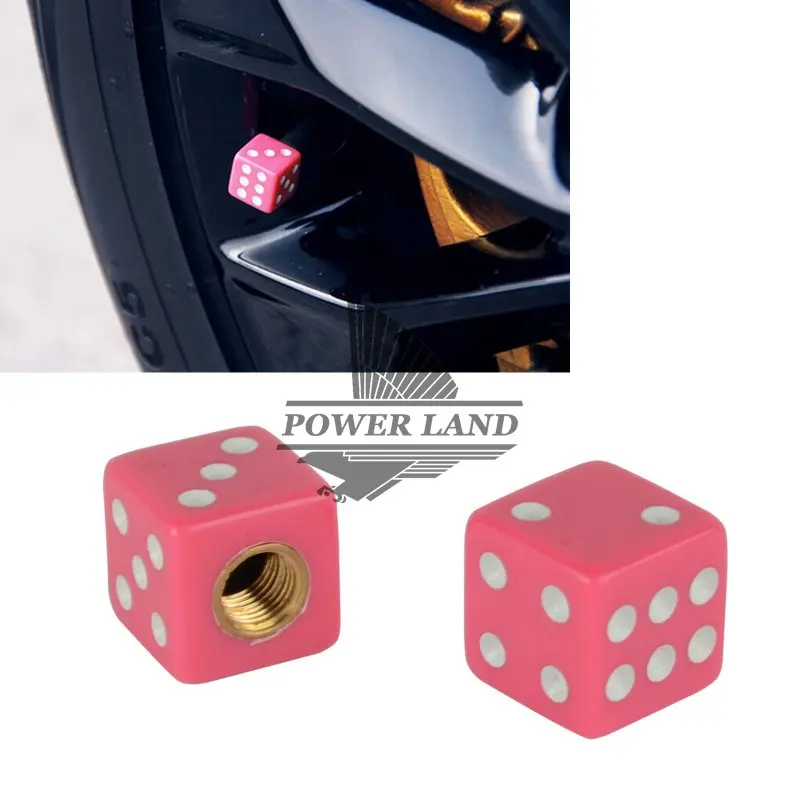 4pcs Pink Car Wheel Tire Valve Caps Auto Tyre Stem Air Cover Dice Car
