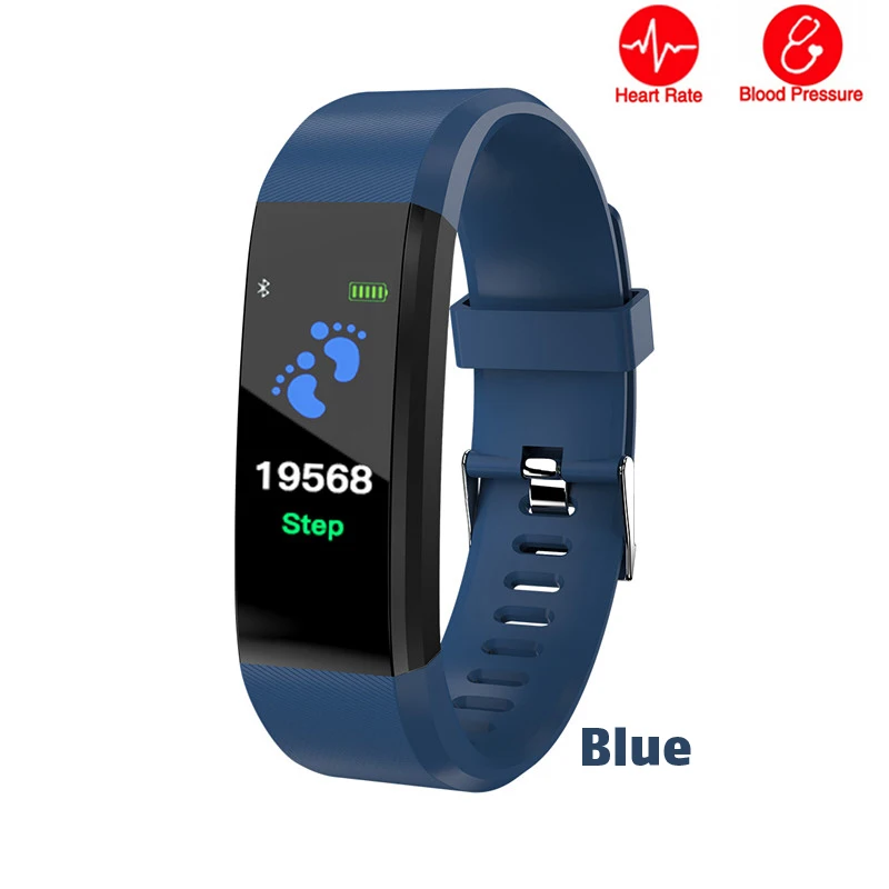 115 плюс смарт-браслет спортивные умные часы для мужчин и женщин фитнес-трекер для измерения сердечного ритма умные браслеты для Android IOS соединительные часы - Цвет: Синий