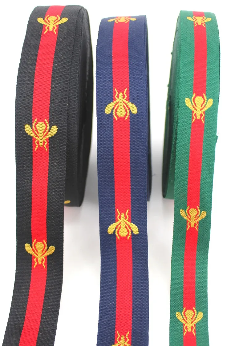 

Navy Green Jacquard Bee Polyester Webbing Ribbon Tape Bag Straps Belt Waistband Webbing Upholstery furniture