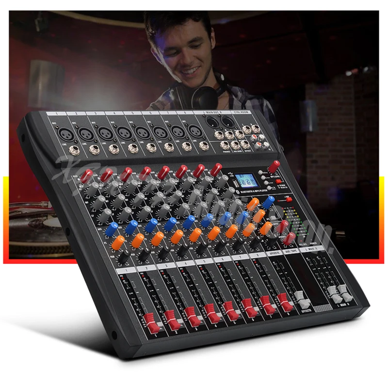 

Professional 8 Channel Bluetooth Mixer USB Digital Effects DSP Microphone Sound Mixing Console For Stage Music Concert School