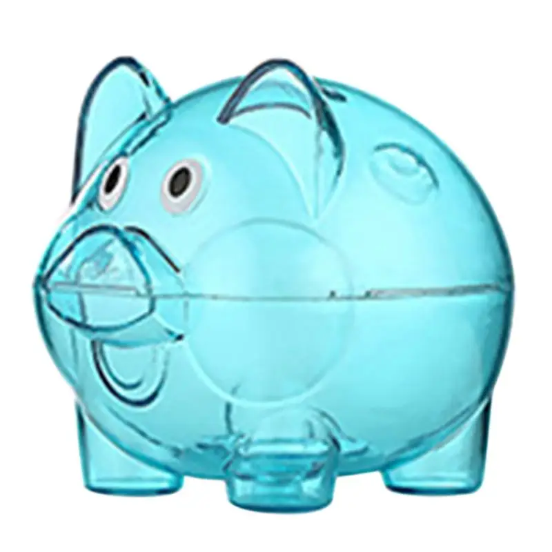 

Cartoon Children Pig Money Saving Box Classic Transparent Decarate Plastic Case Coins Piggy Bank 4 Color AB