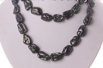 

Miss charm Jew1313 long 35" big 20mm baroque black freshwater cultured pearl necklace AAA
