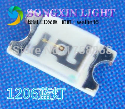 XIASONGXIN свет 1000 шт Синий SMD 1206 Светодиодный Суперяркий SMD СВЕТОДИОДНЫЙ светоизлучающий Диоды(светодиодный s