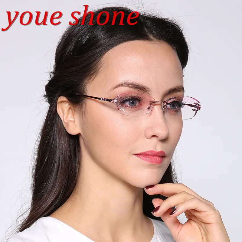 youe shone Rimless Titanium Glasses Frame Eyeglass Frames Red Pink ...