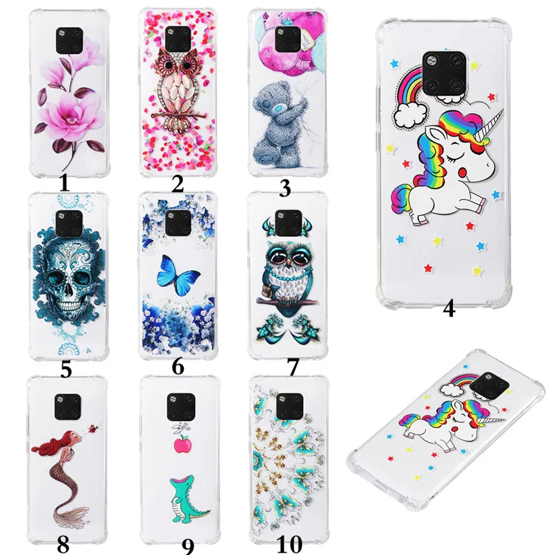 

Anti-knock Printed Patterns Clear TPU Case For Huawei Mate 20 Pro Mate20 Lite Shockproof Transparent Soft Back Cover