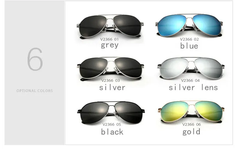 Бренд veithdia Модные солнцезащитные очки поляризованные мужские 6 цветов с зеркальным покрытием солнцезащитные очки для глаз мужские очки аксессуары gafas 2366