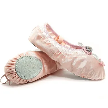 

for 2-16T ! Professional Child Girls Kids Cotton Canvas Soft Ballet Dance Practice Shoes Sweet Lace Flower Design Ballet Shoes