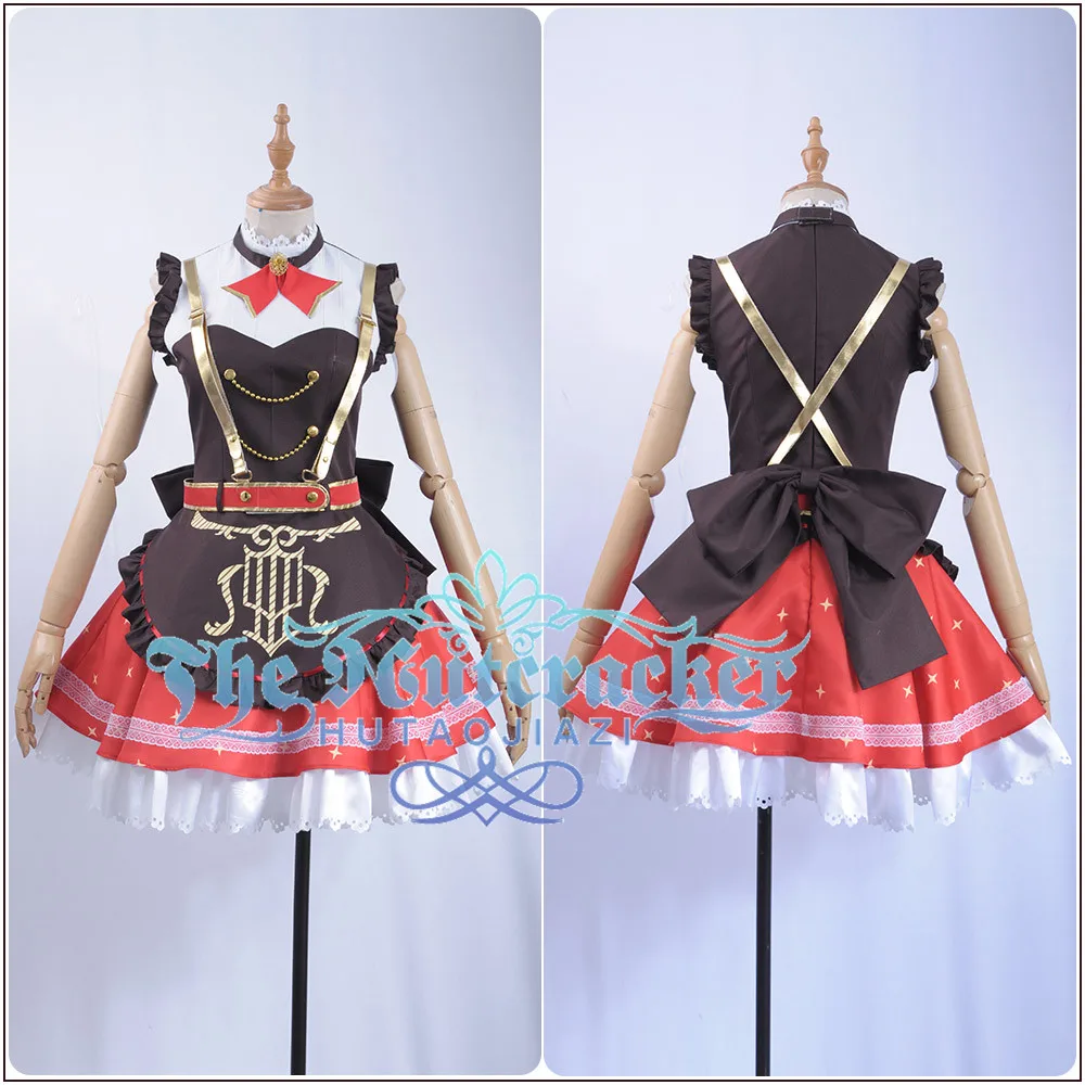 x_01Game LoveLive!Sunshine!! Aqours Bremen Band Kurosawa Ruby Cosplay Costume Women Maid Uniform Sexy Sleeveless Dress Socks Hairpin (1)