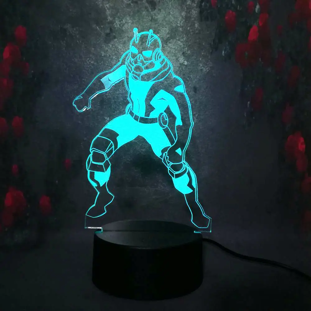 Крутой Marvel 3D Муравей Человек ночник 7 цветов дистанционного сенсорного LED лампы USB