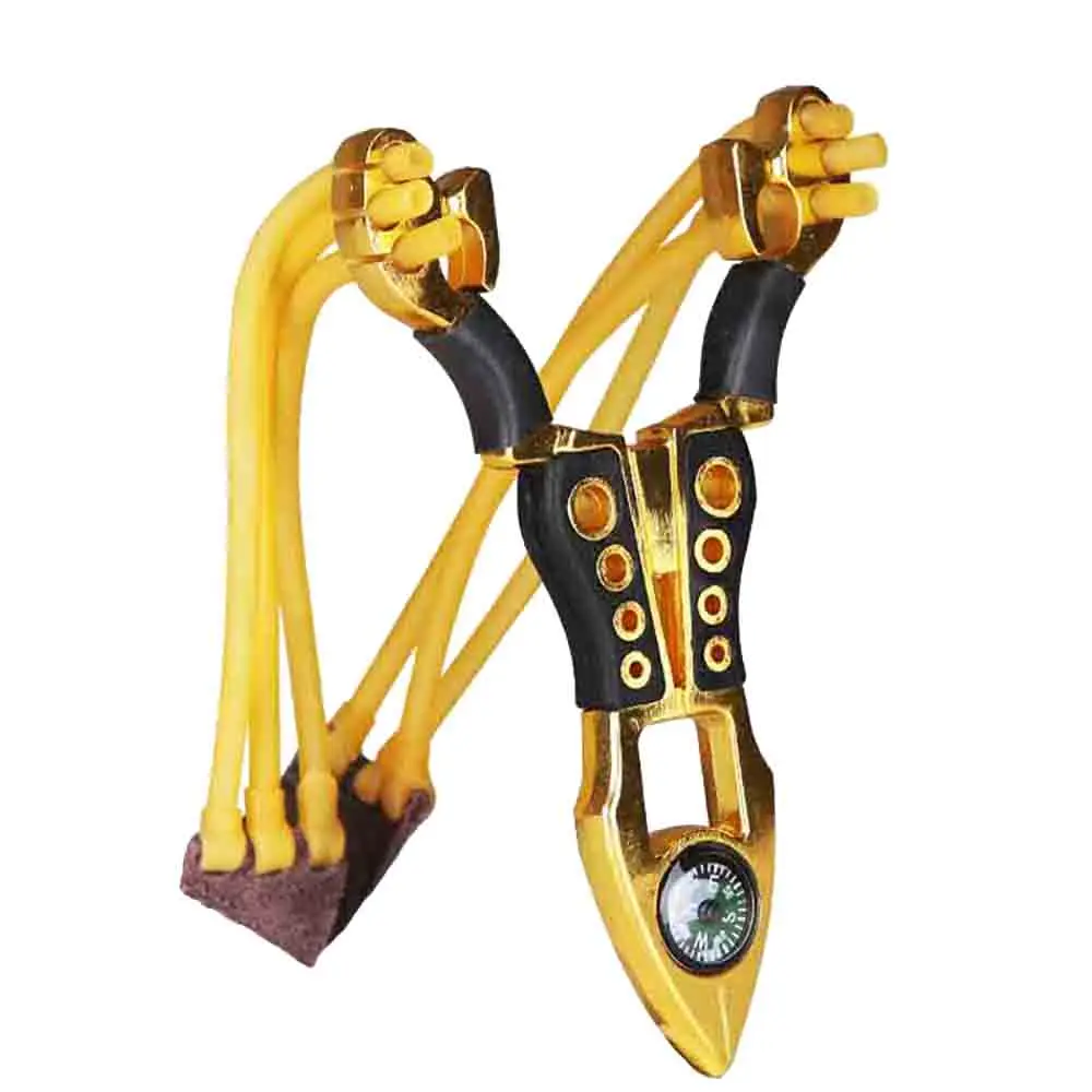 

Professional Slingshot Sling shot Aluminium Alloy Slingshot Catapult Gold Bow Un-hurtable Outdoor Game Playing Tools