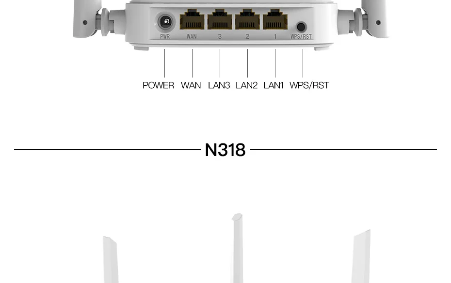 Tenda N318 300 Мбит/с беспроводной WiFi роутер Wi-Fi повторитель усилитель, многоязычная прошивка, 802.11b/g/n, 1WAN+ 3LAN порты, простая настройка